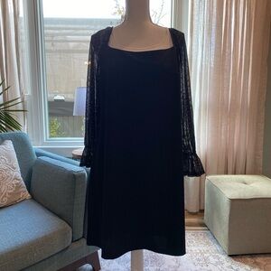 Lily Rose Black and gold long sleeve sheer gold polka dots mini size 2 X NWT